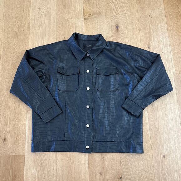 White Fox  PU Jacket Cold Heart Size S/M Black - Picture 1 of 4
